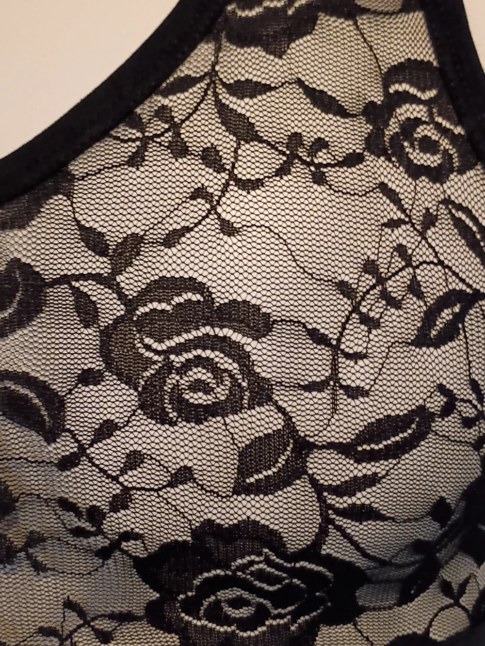 Men's Black Lace Brief-Style Tank - Sheer Floral Mesh